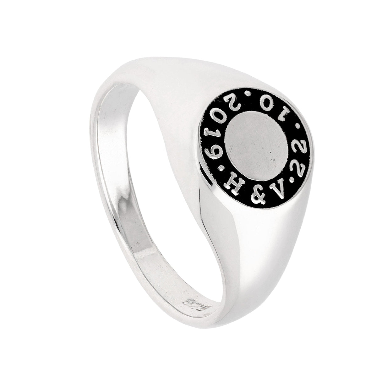Chevalière en argent sterling sur mesure avec message circulaire 49 - 70