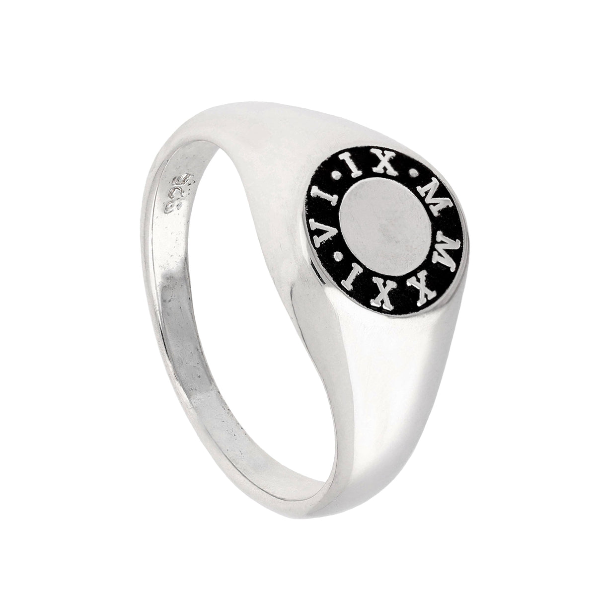 Chevalière en argent sterling sur mesure avec chiffres romains 49 - 70