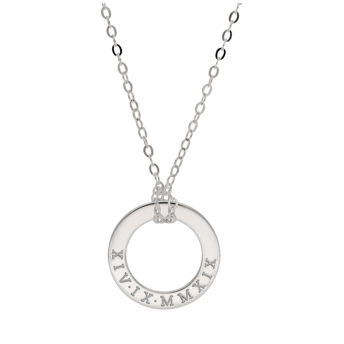 Collier personnalisé en argent sterling avec chiffres romains