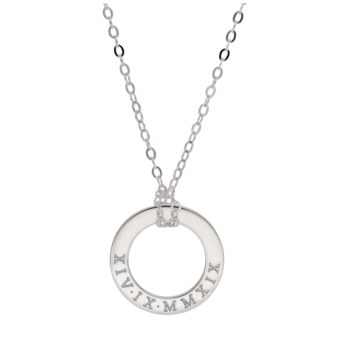Collier personnalisé en argent sterling avec chiffres romains