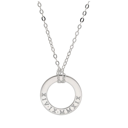 Collier personnalisé en argent sterling avec chiffres romains