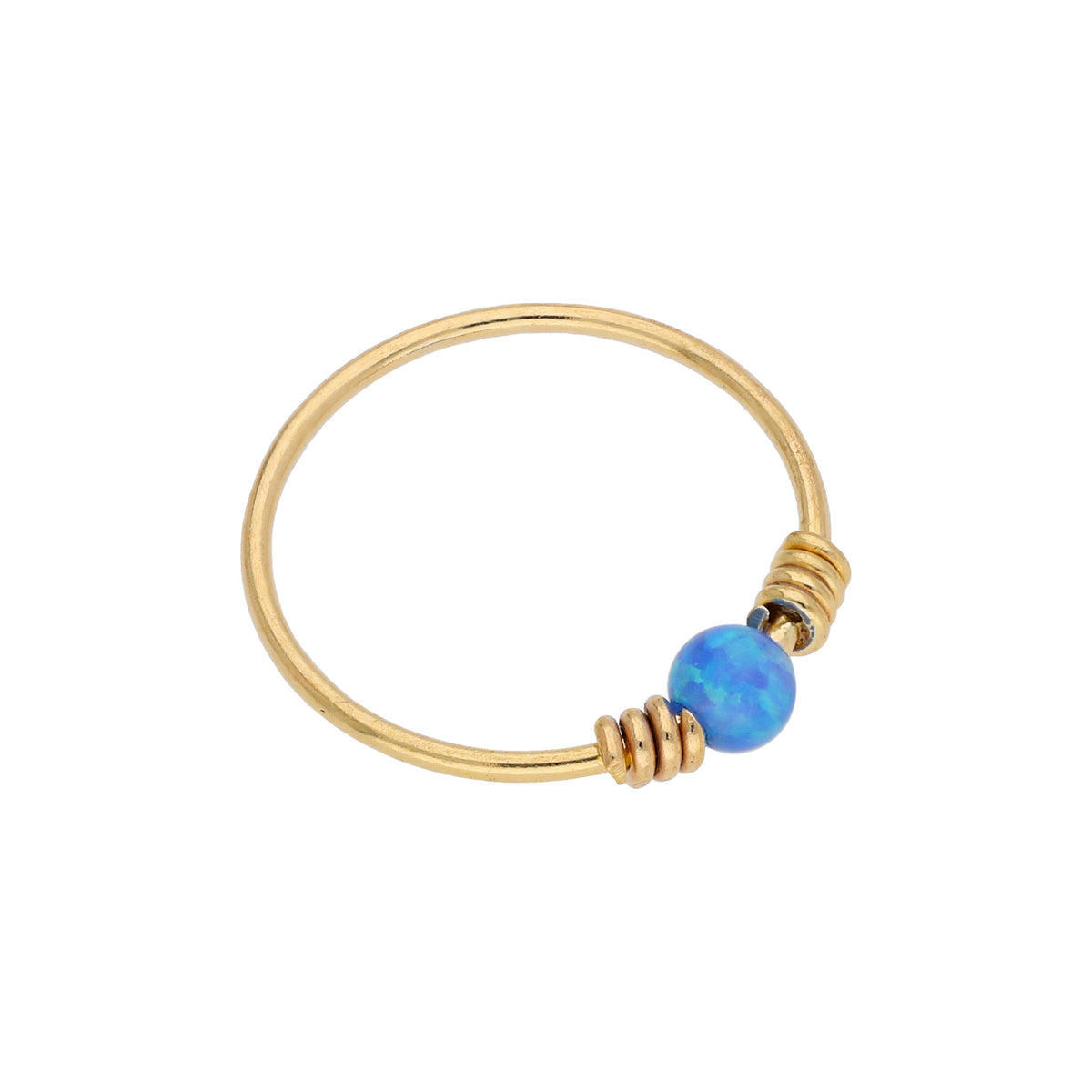 Anneau de nez en or 9 carats avec opale bleue, 10 mm, calibre 22