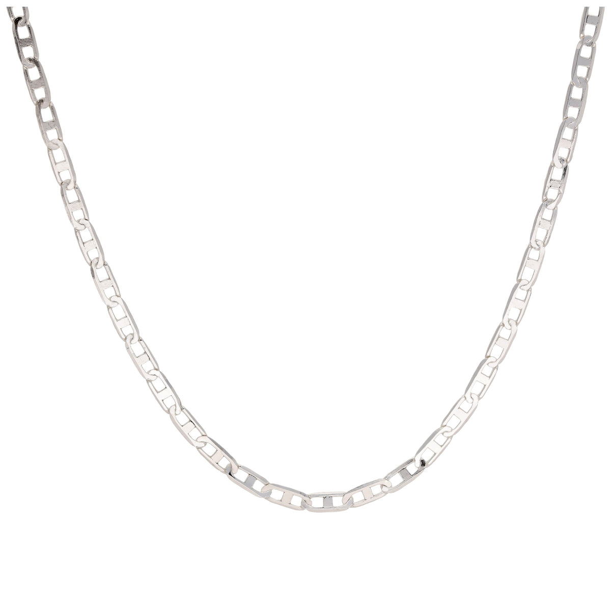 Collier à maillons plats en argent sterling - 45 cm