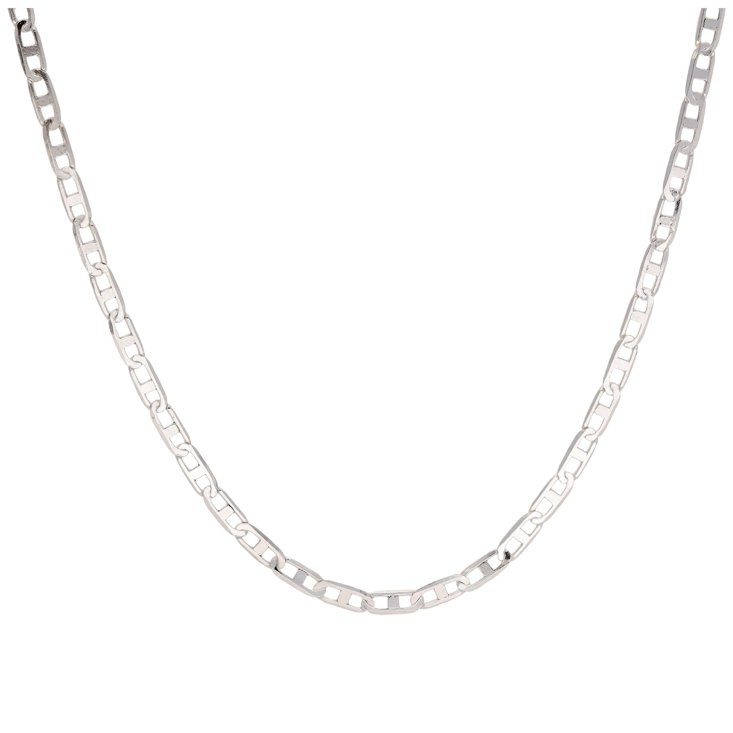 Collier à maillons plats en argent sterling - 18 pouces