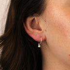 Boucles d'oreilles créoles en argent sterling avec zircone cubique et opale, 12 mm, octobre