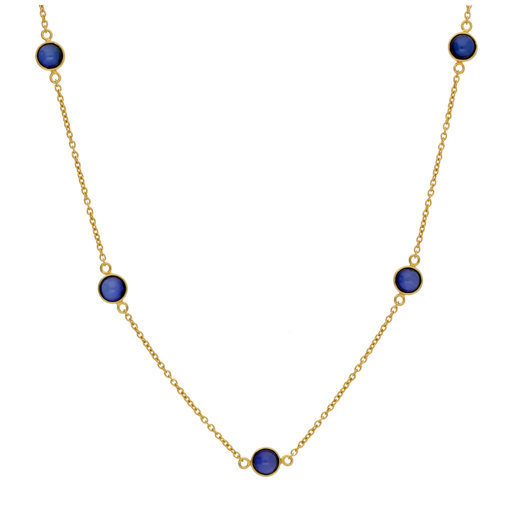 Collier en argent sterling plaqué or avec plusieurs saphirs et pierres de naissance en oxyde de zirconium