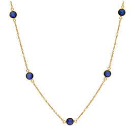 Collier en argent sterling plaqué or avec plusieurs saphirs et pierres de naissance en oxyde de zirconium