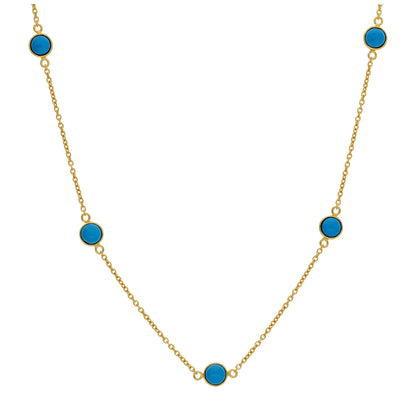 Collier en argent sterling plaqué or avec pierres de naissance multicolores turquoises