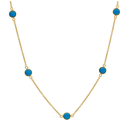 Collier en argent sterling plaqué or avec pierres de naissance multicolores turquoises