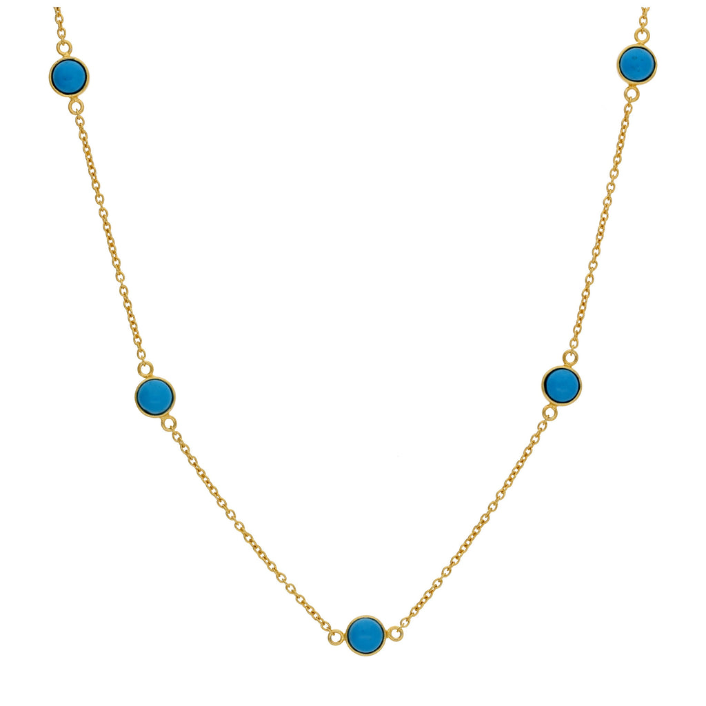 Collier en argent sterling plaqué or avec pierres de naissance multicolores turquoises