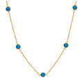 Collier en argent sterling plaqué or avec pierres de naissance multicolores turquoises