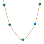 Collier en argent sterling plaqué or avec pierres de naissance multicolores turquoises