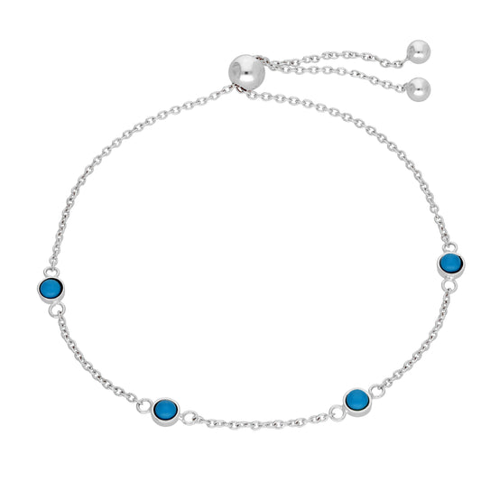 Bracelet réglable en argent sterling et turquoises multiples de décembre