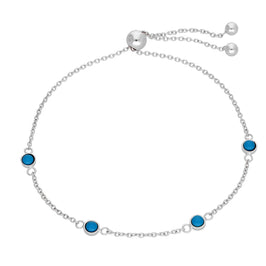 Bracelet réglable en argent sterling et turquoises multiples de décembre