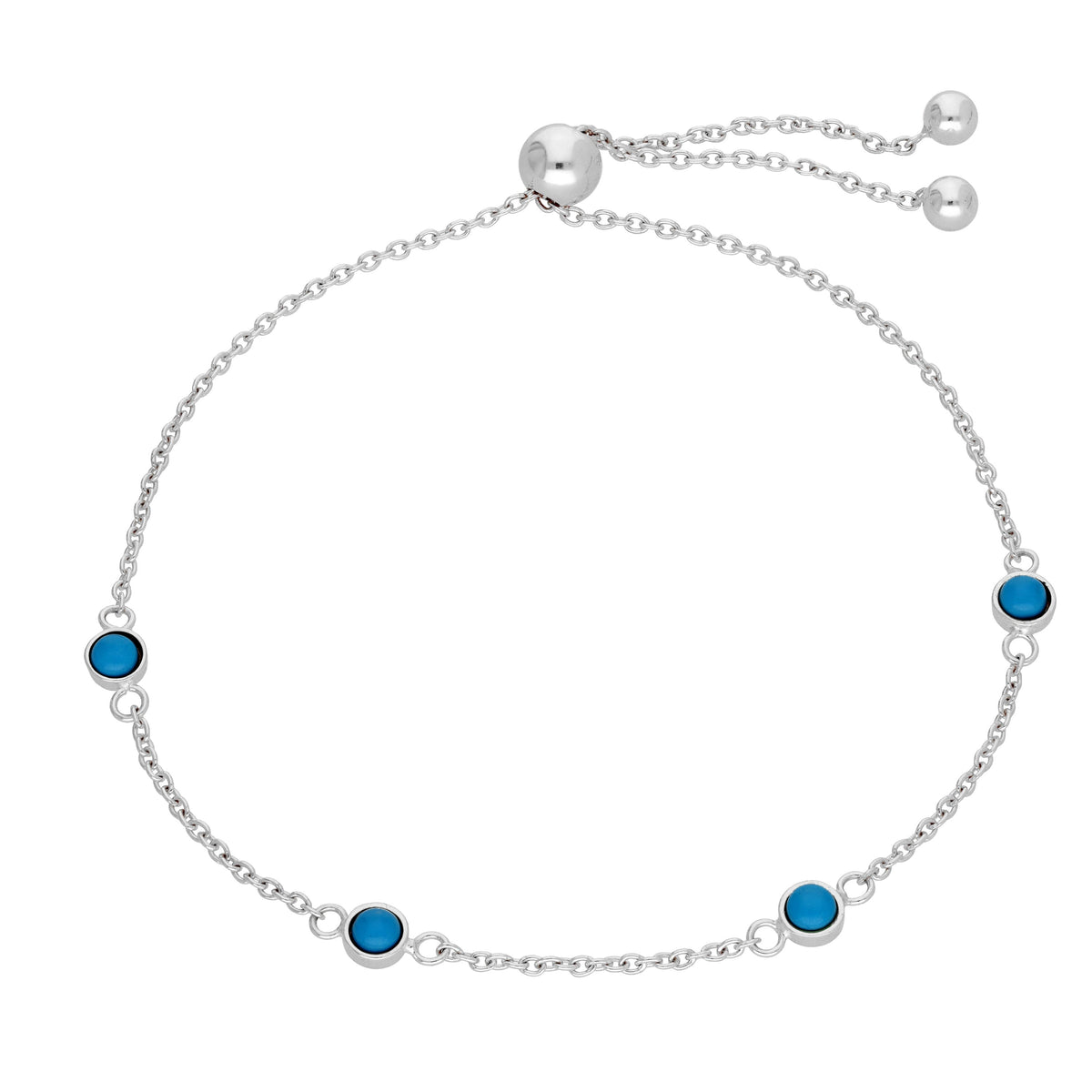 Bracelet réglable en argent sterling et turquoises multiples de décembre