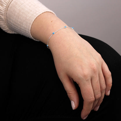 Bracelet réglable en argent sterling et turquoises multiples de décembre