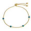 Bracelet réglable en argent sterling plaqué or et turquoises multiples