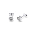 Boucles d'oreilles à tige en argent sterling avec zircone cubique transparent de 4 mm