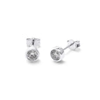 Boucles d'oreilles à tige en argent sterling avec zircone cubique transparent de 4 mm