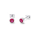 Boucles d'oreilles à tige en argent sterling avec rubis et zircone cubique de juillet sur 4 mm