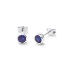 Boucles d'oreilles à tige en argent sterling avec saphir et zircone cubique de 4 mm