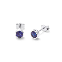 Boucles d'oreilles à tige en argent sterling avec saphir et zircone cubique de 4 mm