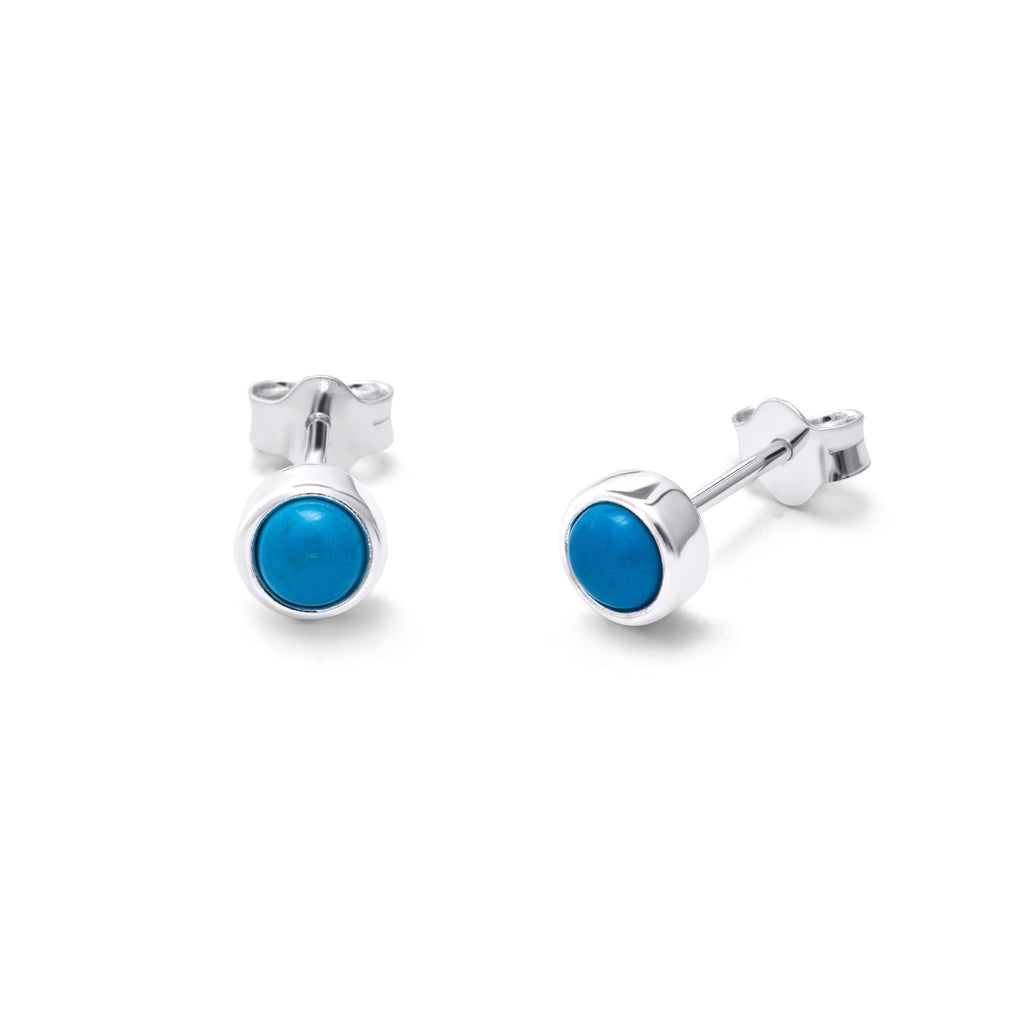 Boucles d'oreilles à tige en argent sterling et turquoise de décembre (4 mm)