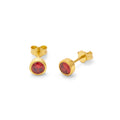 Boucles d'oreilles à tige en argent sterling plaqué or avec grenat et zircone cubique de 4 mm