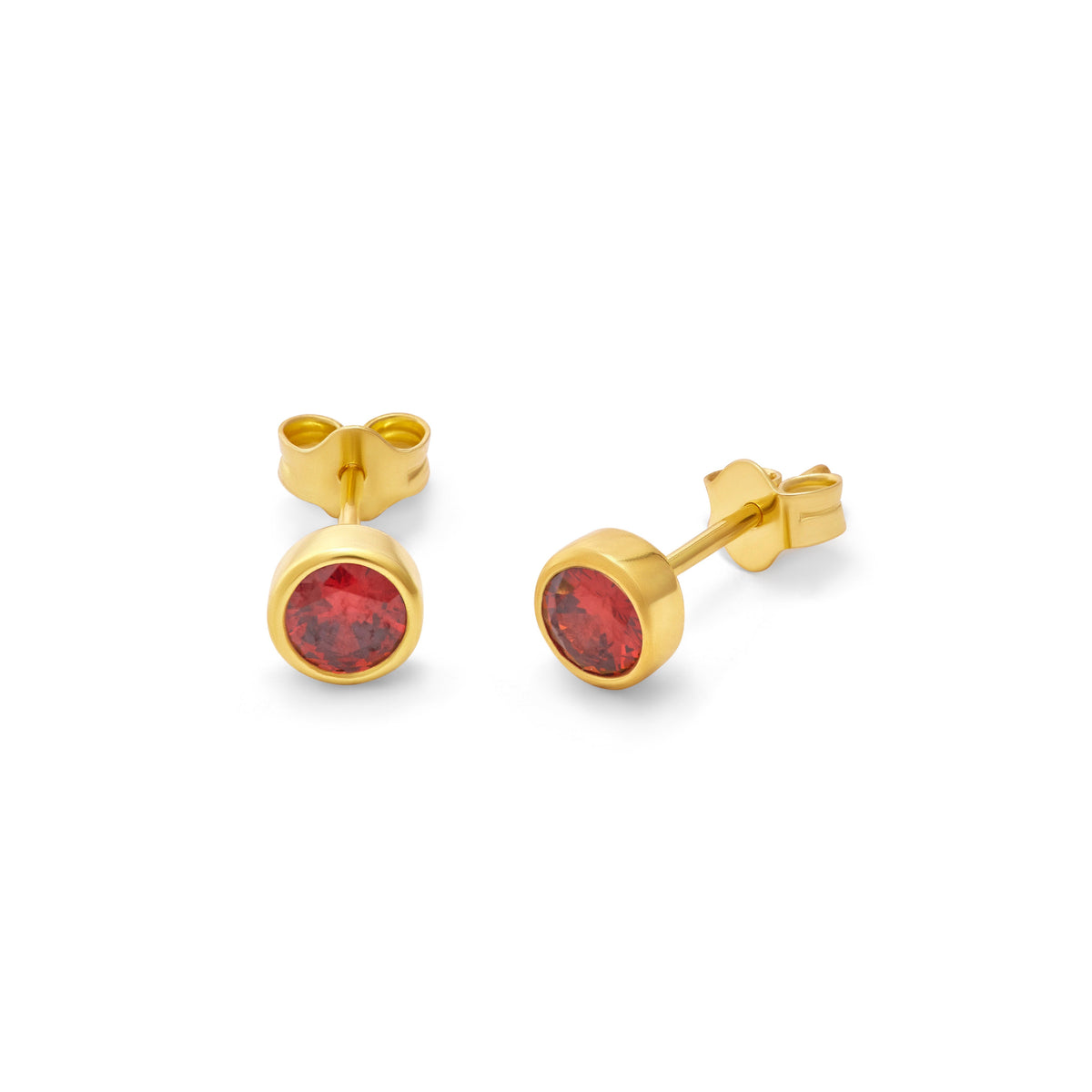 Boucles d'oreilles à tige en argent sterling plaqué or avec grenat et zircone cubique de 4 mm