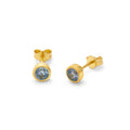 Boucles d'oreilles à tige en argent sterling plaqué or avec aigue-marine et zircone cubique de 4 mm