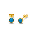 Boucles d'oreilles à tige en argent sterling plaqué or et turquoise de 4 mm