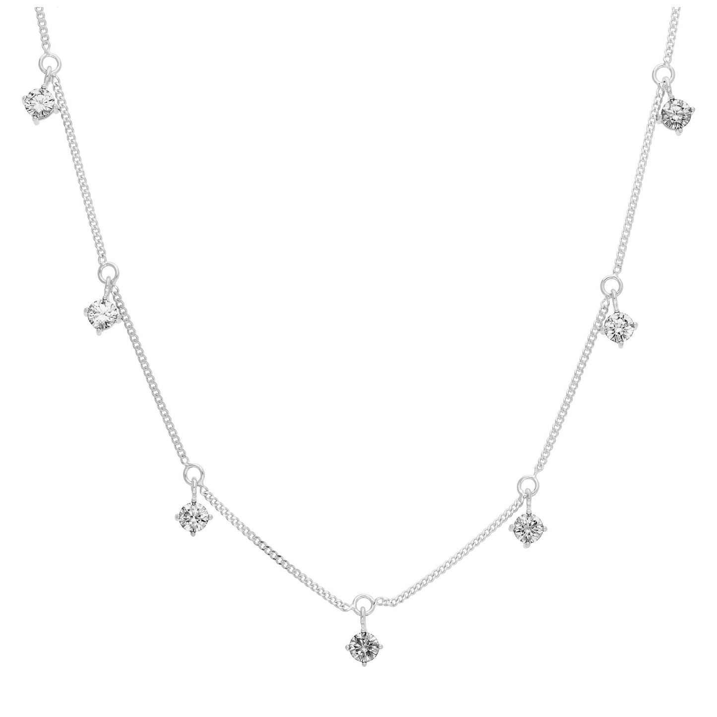 Collier en argent sterling avec pierres de naissance d'avril en zircone cubique (40,6 cm et 5 cm)