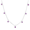 Collier février en argent sterling avec plusieurs améthystes et zircones cubiques (40,6 cm et 5 cm)