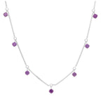 Collier février en argent sterling avec plusieurs améthystes et zircones cubiques (40,6 cm et 5 cm)