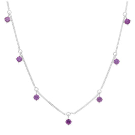 Collier février en argent sterling avec plusieurs améthystes et zircones cubiques (40,6 cm et 5 cm)