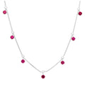 Collier en argent sterling avec plusieurs rubis et zircones cubiques, pierre de naissance de juillet, 40,6 cm et 5,1 cm