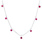 Collier en argent sterling avec plusieurs rubis et zircones cubiques, pierre de naissance de juillet, 40,6 cm et 5,1 cm