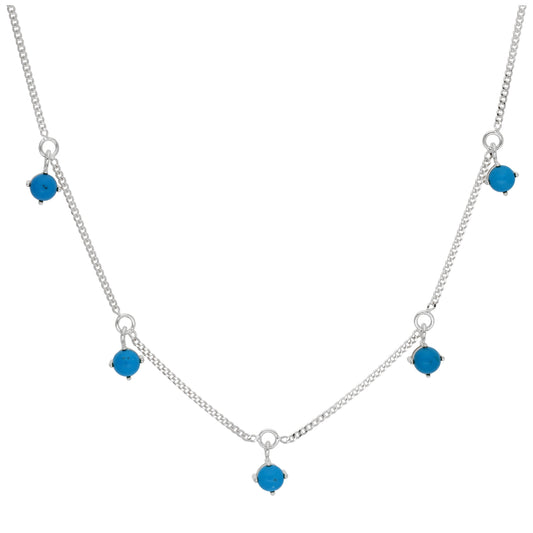 Collier en argent sterling avec pierres de naissance turquoises multiples pour décembre
