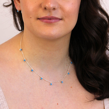 Collier en argent sterling avec pierres de naissance turquoises multiples pour décembre