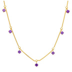 Collier en argent sterling plaqué or avec plusieurs améthystes et zircones cubiques (40,6 cm et 5 cm)