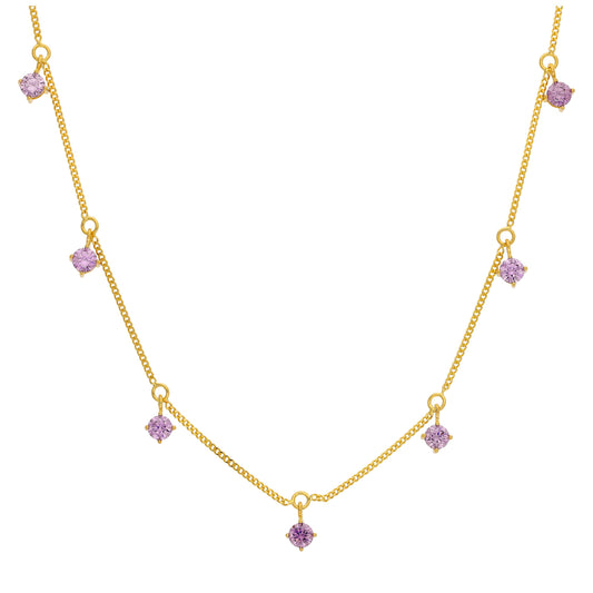Collier en argent sterling plaqué or avec plusieurs alexandrites et zircones cubiques (40,6 cm et 5 cm)