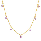 Collier en argent sterling plaqué or avec plusieurs alexandrites et zircones cubiques (40,6 cm et 5 cm)
