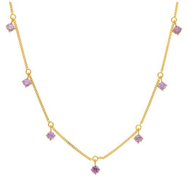 Collier en argent sterling plaqué or avec plusieurs alexandrites et zircones cubiques (40,6 cm et 5 cm)