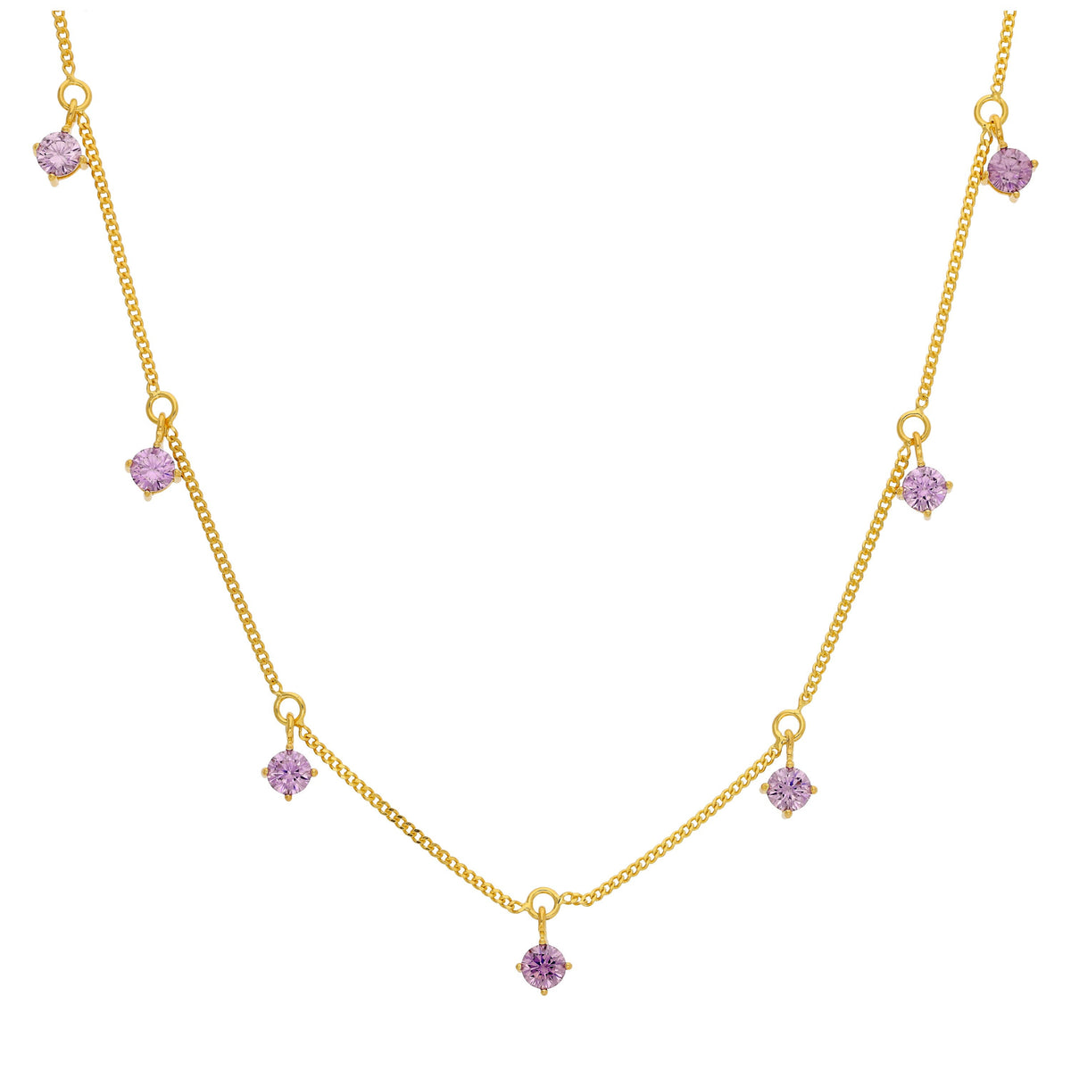 Collier en argent sterling plaqué or avec plusieurs alexandrites et zircones cubiques (40,6 cm et 5 cm)