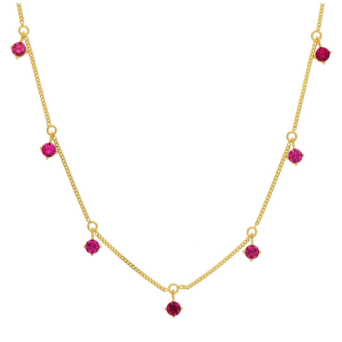 Collier July en argent sterling plaqué or avec rubis et zircones cubiques (40,6 cm et 5 cm)