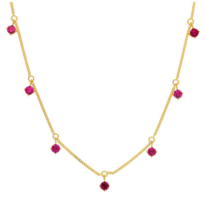 Collier July en argent sterling plaqué or avec rubis et zircones cubiques (40,6 cm et 5 cm)
