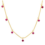 Collier July en argent sterling plaqué or avec rubis et zircones cubiques (40,6 cm et 5 cm)