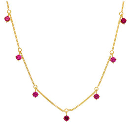 Collier July en argent sterling plaqué or avec rubis et zircones cubiques (40,6 cm et 5 cm)