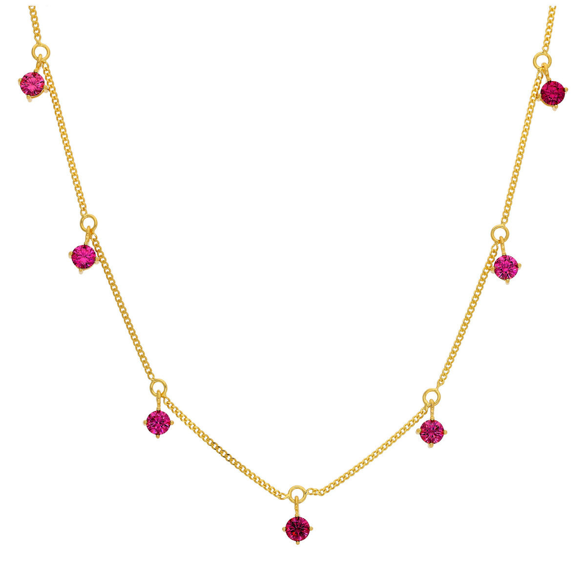 Collier July en argent sterling plaqué or avec rubis et zircones cubiques (40,6 cm et 5 cm)