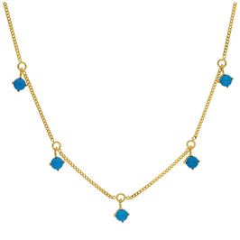 Collier décembre en argent sterling plaqué or avec plusieurs zircones cubiques turquoise